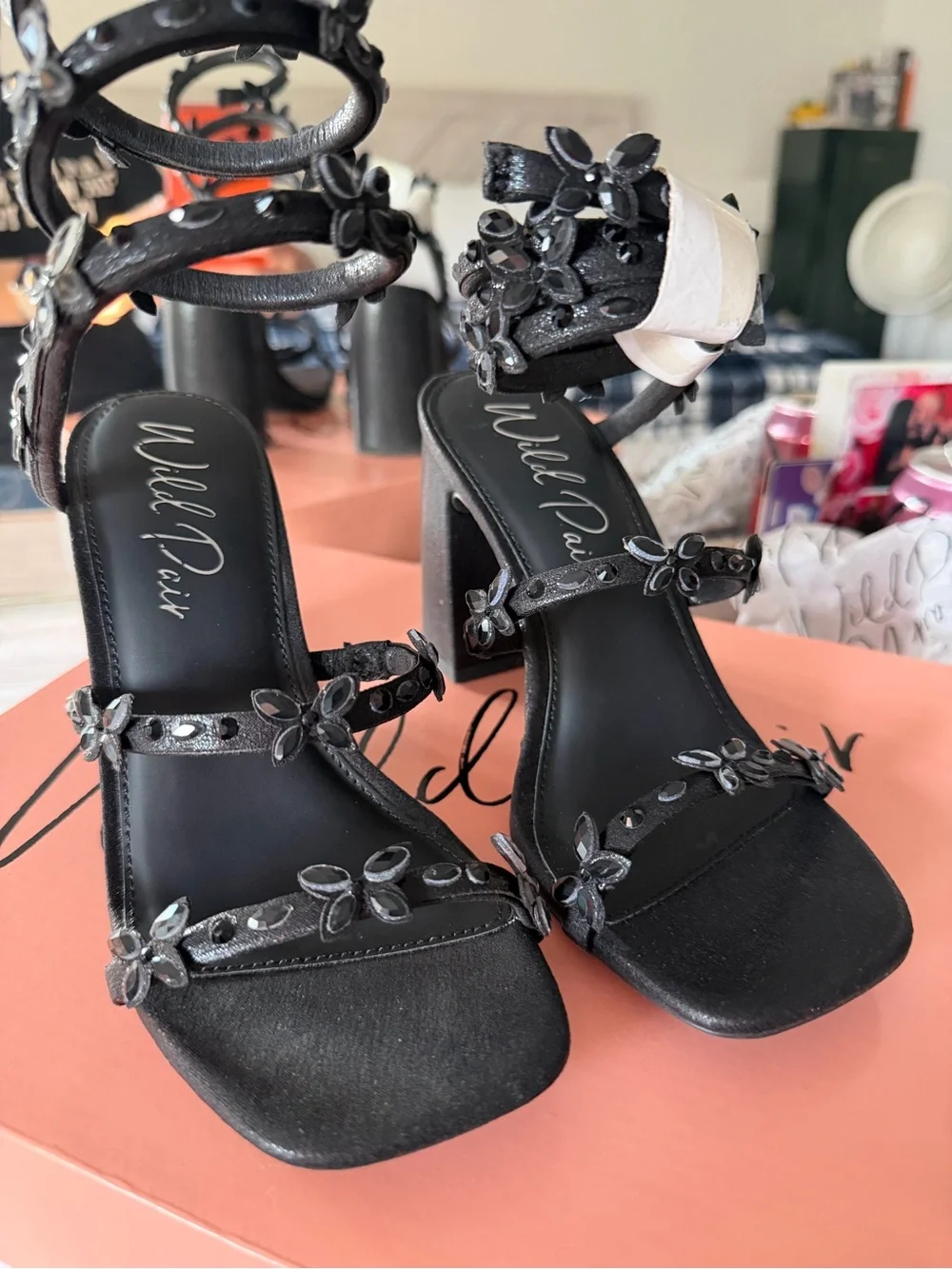 Block Heel Sandals / Black / 5.5
